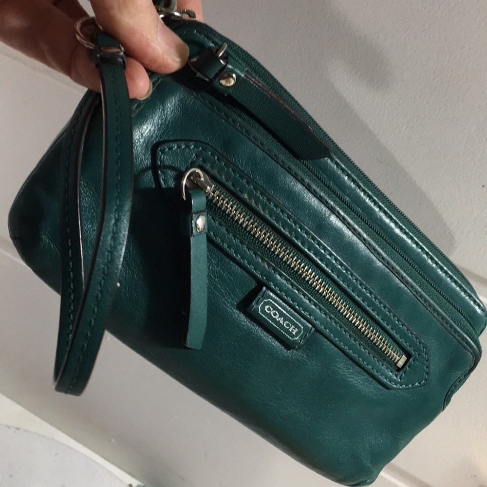 Coach Green Leather Wristlet